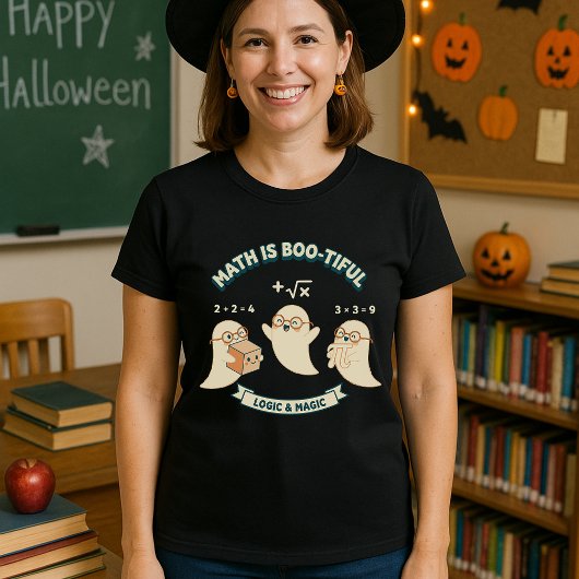 ハロウィンの先生へのギフト 数学はオバケのように美しい オバケ Tシャツ
