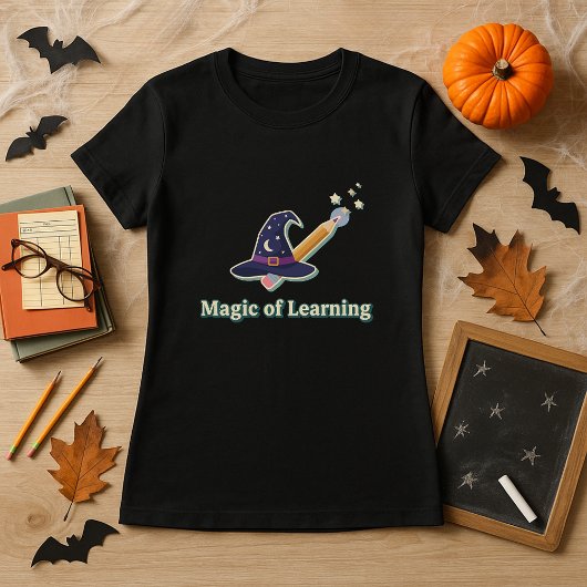 ハロウィンの先生への楽しいギフト「学びの魔法」 Tシャツ