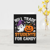 ハロウィンの先生用 お菓子と生徒を交換します カード (黄色い花)