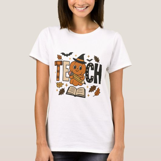 ハロウィンの先生 かぼちゃのTシャツ Tシャツ (正面)