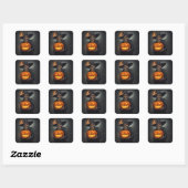 ハロウィン🎃の光るカボチャを持つ魔女のスケルトン スクエアシール (シート)