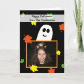 ハロウィンの写真の挨拶状 --  幽霊フレーム カード (正面)