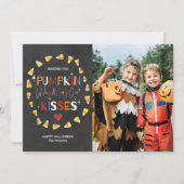 ハロウィンの写真カード|カボチャ願い及びキャンデートウモロコシ カード (正面)