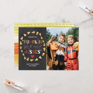 ハロウィンの写真カード カボチャ願い及びキャンデートウモロコシ カード