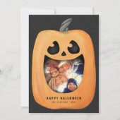 ハロウィンの写真カード ジャックオーランタンのかぼちゃ 招待状 (正面)