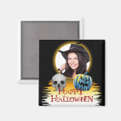 ハロウィンの写真フレームのスカルおよびジャックのoのランタン マグネット (正面/裏面)