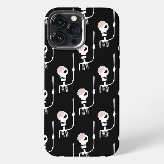 ハロウィンの剣を持つスケルトン iPhoneケース (裏面)