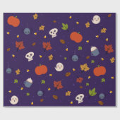 ハロウィンの包装紙のかわいく小さい幽霊 ラッピングペーパー (フラット)