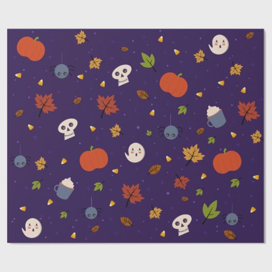 ハロウィンの包装紙のかわいく小さい幽霊 ラッピングペーパー (フラット)