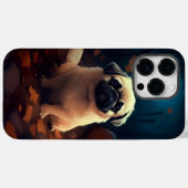 ハロウィンの北京原産の犬とカボチャの怖いデザイン Case-Mate iPhoneケース (裏面 (横))