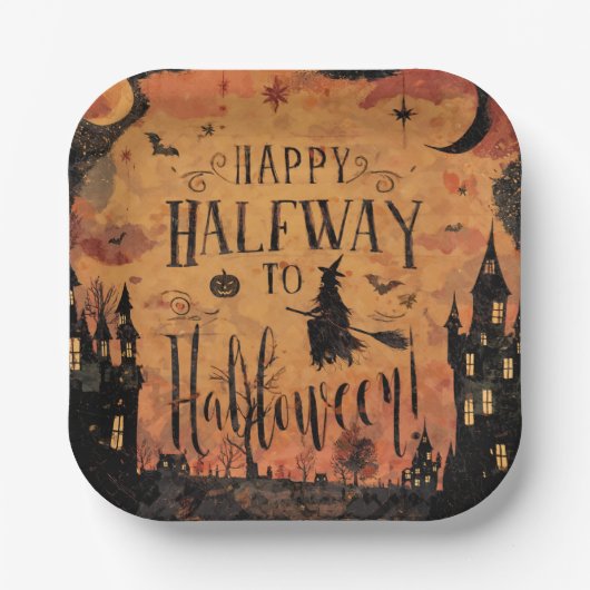 ハロウィンの半分の日 パーティーグッズ ペーパープレート (正面)