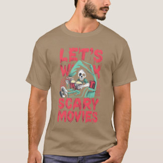 ハロウィンの友達と一緒に怖い映画を見る Tシャツ