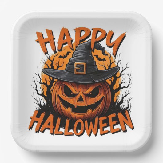 ハロウィンの収穫の影 ペーパープレート (正面)