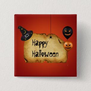ハロウィンの古い羊皮紙の挨拶 缶バッジ