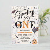 ハロウィンの可愛いおばけ「Spooky One」1歳誕生日パーティー 招待状 (スタンド正面)