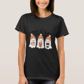 ハロウィンの可愛いお化けと秋の飲み物とコウモリ Tシャツ (正面)