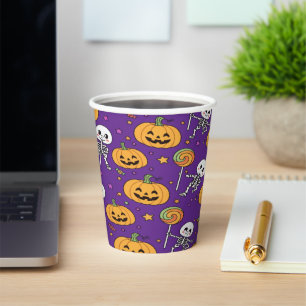 ハロウィンの可愛いスケルトン 紙コップ