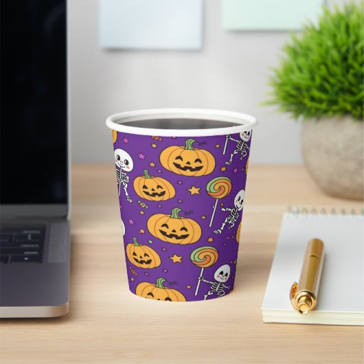 ハロウィンの可愛いスケルトン 紙コップ (インサイチュ)
