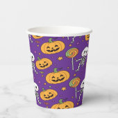 ハロウィンの可愛いスケルトン 紙コップ (裏面)
