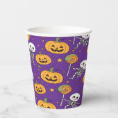 ハロウィンの可愛いスケルトン 紙コップ (正面)