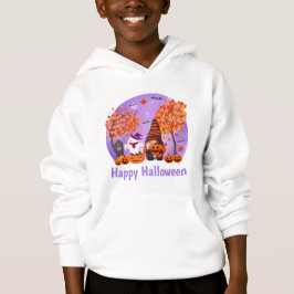 ハロウィンの可愛いノームと幽霊のイラスト入りボーイズTシャツ
