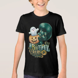ハロウィンの可愛い赤ちゃん猫 トライブレンドTシャツ