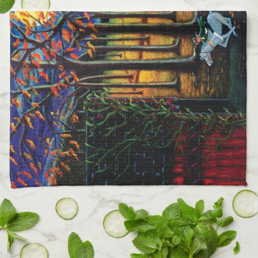 ハロウィンの台所タオル"頭のない騎手" キッチンタオル (折り畳み)