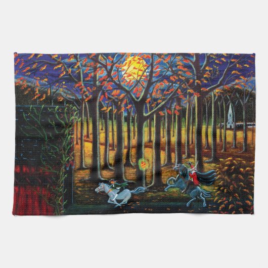 ハロウィンの台所タオル"頭のない騎手" キッチンタオル (横)