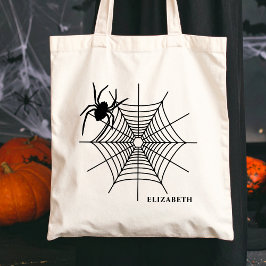 ハロウィンの名前を持つスパイダーとシンプルスパイダーウェブ トートバッグ