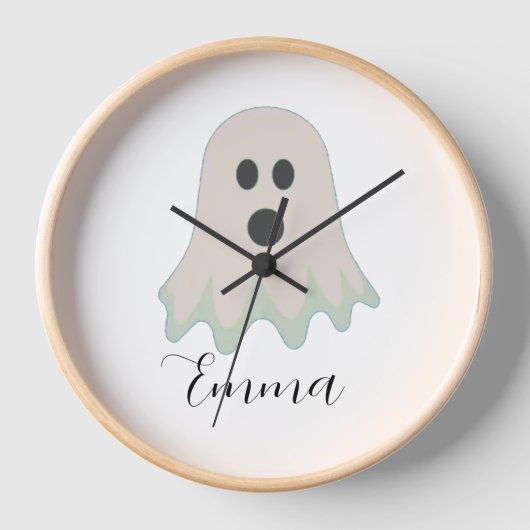 ハロウィンの名前付きゴースト 壁時計 (正面)