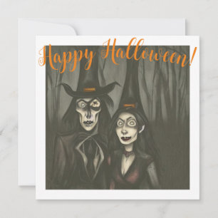 ハロウィンの吸血鬼と魔女 カード