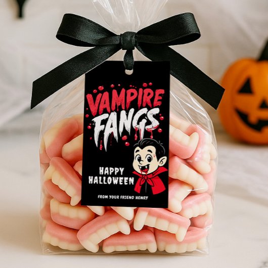 ハロウィンの吸血鬼の牙 ギフトタグ