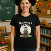 ハロウィンの図書館司書「読書は悲鳴を上げる」 Tシャツ