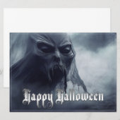 ハロウィンの地獄のような風景の中の黒い幽霊 (正面/裏面)
