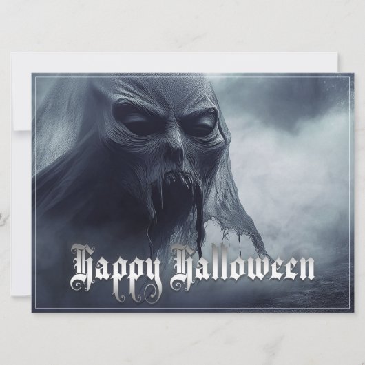 ハロウィンの地獄のような風景の中の黒い幽霊 (正面)