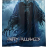 ハロウィンの地獄絵図の黒い幽霊 シャワーカーテン (正面)