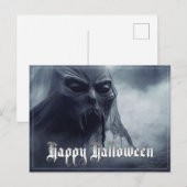 ハロウィンの地獄絵図の黒い幽霊 シーズンポストカード (正面/裏面)