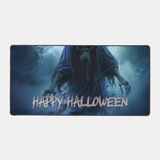 ハロウィンの地獄絵図の黒い幽霊 デスクマット (正面)