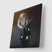 ハロウィンの場面 スクエア壁時計 (傾斜)