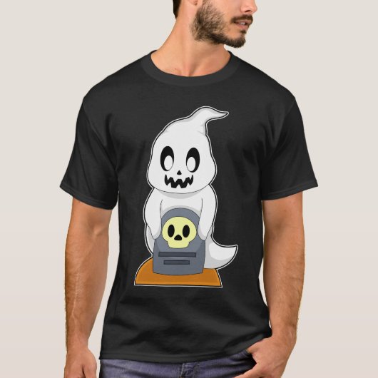 ハロウィンの墓の幽霊 Tシャツ (正面)