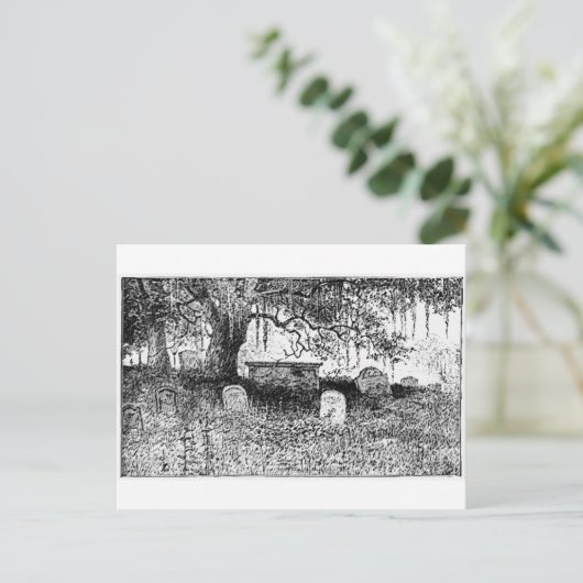 ハロウィンの墓地の風景 ポストカード (スタンド正面)