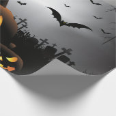 ハロウィンの墓地場面カボチャお化け屋敷 ラッピングペーパー (角)