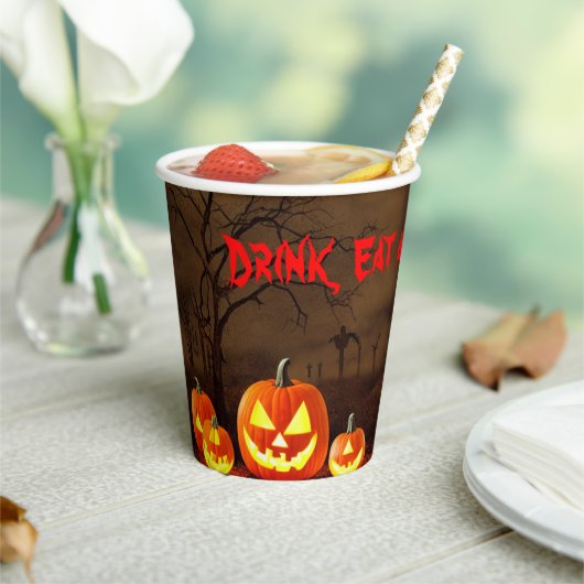 ハロウィンの墓場で怖くて食べたり飲んだり 紙コップ (インサイチュ)