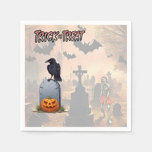 ハロウィンの墓場 スタンダードカクテルナプキン (正面)