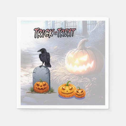ハロウィンの墓場 スタンダードカクテルナプキン (正面)