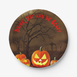 ハロウィンの墓場 Drink Eat and be Scary ペーパープレート
