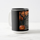 ハロウィンの墓石ユーモア「ベン相軒」 ツートーンマグカップ (正面左)