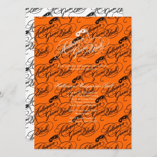 ハロウィンの壮大な球 招待状 (正面/裏面)