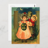 ハロウィンの夜にトリック・オア・トリート ポストカード (正面/裏面)