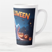 ハロウィンの夜に光るカボチャと幸せな幽霊 カフェラテマグ (右)